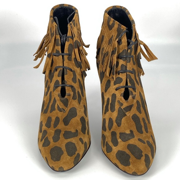 Saint Laurent Anita ankle boots in leopard pattern suede - Picture 1 of 9